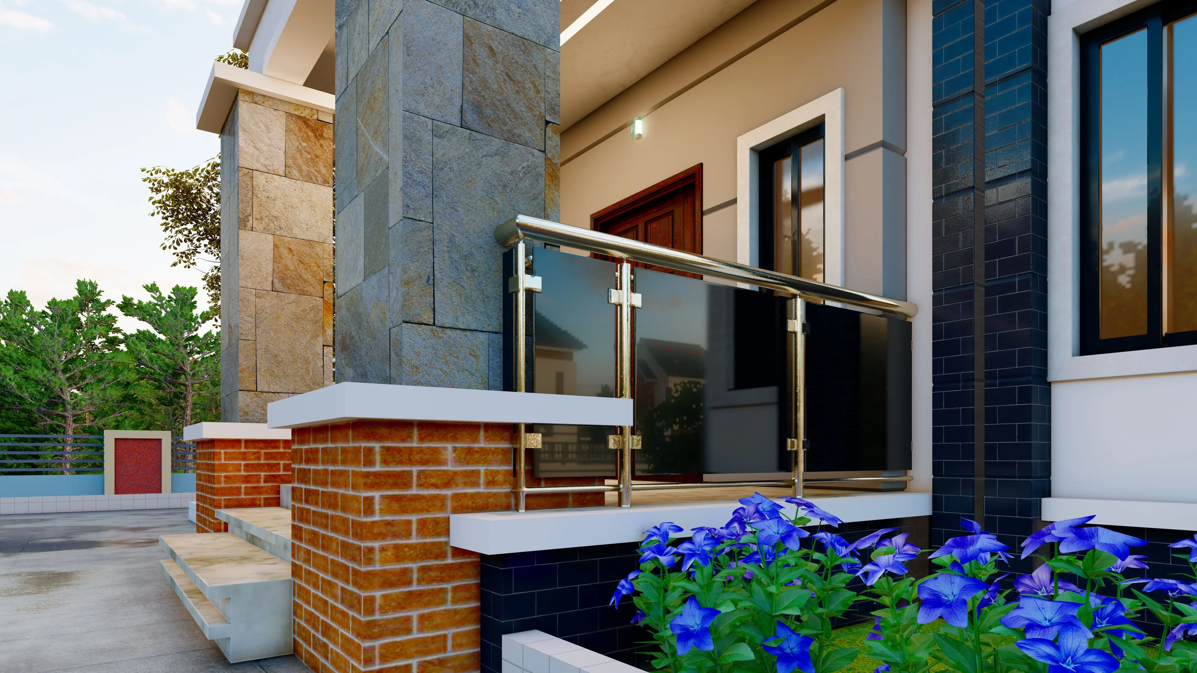 Contemporary house entrance in Ogidi, Nigeria; editorial photograph